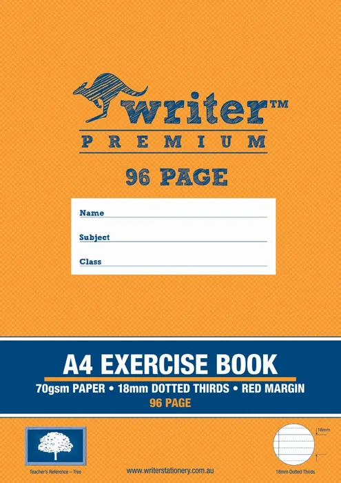 BOOK EXERCISE WRITER PREMIUM EB6516 A4 18MM DOTTED THIRDS 96PG WITH MARGIN