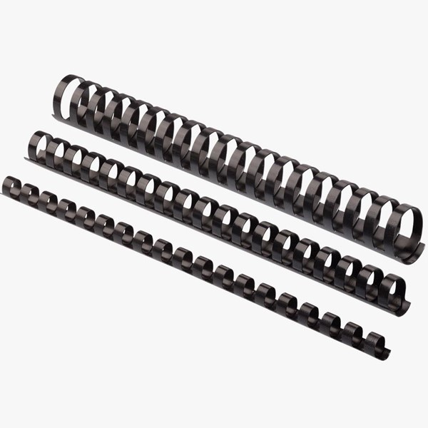 PLASTIC BINDING COILCOMB 21 LOOP 32MM BLACK 50PK