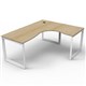 WORKSTATION CORNER RAPID DELUXE INFINITY SINGLE SIDED NO SCREEN 1800WX1500WX750DX730H MM WHITE LOOP LEG OAK TOP