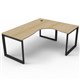 WORKSTATION CORNER RAPID DELUXE INFINITY SINGLE SIDED NO SCREEN 1800WX1500WX750DX730H MM BLACK LOOP LEG OAK TOP
