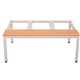 BENCH SEAT AND STAND GO 915WX700DX350HMM SILVER FRAME LIGHT OAK MOD WOOD SLATS