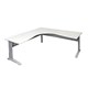 CORNER WORKSTATION RAPID SPAN 1800WX1500WX700DMM SILVER LEGS NATURAL WHITE TOP METAL MODESTY PANEL