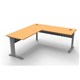 DESK WITH RETURN RAPID SPAN 1800WX700D1800WX600DMM SILVER LEGS BEECH TOP METAL MODESTY PANEL