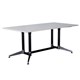 BOARDROOM TABLE RAPID TYPHOON 2400WX1200DX750HMM RECTANGULAR DUAL POST BLACK FRAME NATURAL WHITE TOP