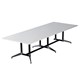 BOARDROOM TABLE RAPID TYPHOON 3200WX1200DX750HMM RECTANGULAR DUAL POST BLACK FRAME 2 PIECE NATURAL WHITE TOP