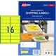 LABEL AVERY FLUORO LASER L7162FY 991X34MM YELLOW 16SHEET