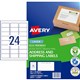 LABEL AVERY LASER ENVIRO L7159EV ADDRESS 64X338MM WHITE 24SHEET