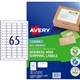 LABEL AVERY LASER ENVIRO L7651EV MINI ADDRESS 381X212MM WHITE 65SHEET
