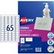 LABEL AVERY CLEAR LASER L7551 ADDRESS 381X212MM 65SHEET