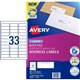 LABEL AVERY LASER L7157 MAILING ADDRESS 64X243MM WHITE 33SHEET