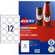 LABEL AVERY LASERINKJET L7105 ROUND 60MM DIA 12SHEET GLOSS WHITE