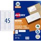 LABEL AVERY INKJET J8156 MAILING ADDRESS 58X178MM WHITE 45SHEET