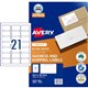 LABEL AVERY INKJET J8160 MAILING ADDRESS 635X381MM WHITE 21SHEET