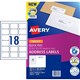 LABEL AVERY INKJET J8161 MAILING ADDRESS 635X466MM WHITE 18SHEET