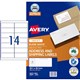 LABEL AVERY INKJET J8163 MAILING ADDRESS 991X381MM WHITE 14SHEET