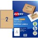 LABEL AVERY LASER L7168 SHIPPING 1996X1435MM KRAFT 2SHEET