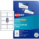 CARDS MULTIPURPOSE LASERINKJET C32072 85X54MM WHITE 8SHEET