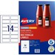 LABEL AVERY LASER L7123 RECTANGLE 800X350MM 14SHEET GLOSS WHITE