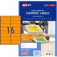 LABEL AVERY FLUORO LASER L7162FO 991X34MM ORANGE 16SHEET