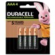 BATTERIES DURACELL RECHARGEABLE AAA NIMH 800MAH PK4