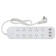 POWER BOARD JACKSON PT1055 10 POINT SURGE PROTECTION WITH MASTER SWITCH WITH 6 FAST CHARGE USB PORTS 1M CORD WHITE
