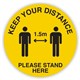 SIGN DURUS SOCIAL DISTANCING PLEASE STAND HERE PEOPLE 350MMDIA FLOOR ADHESIVE YELLOWBLACK
