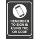 SIGN DURUS SIGN IN USING THE QR CODE 100X150MM TENT STAND BLACKWHITE