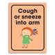 SIGN DURUS JUNIOR HYGIENE COUGH OR SNEEZE INTO ARM 225X300MM WALL MOUNT ORANGE