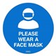 SIGN DURUS HYGIENE FLOOR ADHESIVE PLEASE WEAR A FACE MASK 250MM DIAMETER BLUEWHITE EACH
