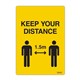 SIGN DURUS SOCIAL DISTANCING SELF ADHESIVE DECAL KEEP YOUR DISTANCE 105X148MM YELLOWBLACK PK2