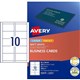 BUSINESS CARD AVERY QUICK  CLEAN LASER C3201125 10 PER SHEET BW LASER