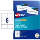 NAME BADGE REFILL AVERY LASER L741825 86X54MM WHITE 8SHEET