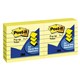 POST IT POP UP NOTES LINED 76X76MM R335YL YELLOW PK6