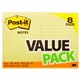 POST IT NOTES LINED 101X152MM 6608PK YELLOW PK8