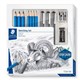 PENCILS SKETCHING STAEDTLER 61 100 LUMOGRAPH GRAPHITE ASSORTED SET CONTAINS 7 DRAWING PENCILS 3 PIGMENT LINERS 1 ERASER 1 DOUBLE HOLE SHARPENER