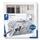 PENCILS CHARCOAL STAEDTLER 61 100 LUMOGRAPH GRAPHITE ASSORTED SET CONTAINS 6 DRAWING PENCILS 3 CHARCOAL PENCILS 1 PAPERSTUMP 1 ERASER 1 DOUBLE HOLE SHARPENER