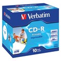 CDR VERBATIM 52X 700MB80MIN INKJET PRINTABLE WHITE SURFACE JEWEL CASE