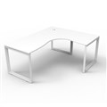 WORKSTATION CORNER RAPID DELUXE INFINITY SINGLE SIDED NO SCREEN 1800WX1500WX750DX730H MM WHITE LOOP LEG WHITE TOP