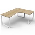 WORKSTATION CORNER RAPID DELUXE INFINITY SINGLE SIDED NO SCREEN 1800WX1500WX750DX730H MM WHITE LOOP LEG OAK TOP