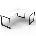 WORKSTATION CORNER RAPID DELUXE INFINITY SINGLE SIDED NO SCREEN 1800WX1500WX750DX730H MM BLACK LOOP LEG WHITE TOP