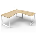 WORKSTATION CORNER RAPID DELUXE INFINITY SINGLE SIDED NO SCREEN 1800WX1800WX750DX730H MM WHITE LOOP LEG OAK TOP