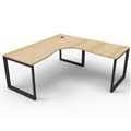 WORKSTATION CORNER RAPID DELUXE INFINITY SINGLE SIDED NO SCREEN 1800WX1800WX750DX730H MM BLACK LOOP LEG OAK TOP