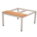 BENCH SEAT AND STAND GO 610WX700DX350HMM SILVER FRAME LIGHT OAK MOD WOOD SLATS