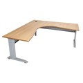 CORNER WORKSTATION RAPID SPAN 1500WX1500WX700DMM SILVER LEGS BEECH TOP METAL MODESTY PANEL