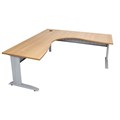 CORNER WORKSTATION RAPID SPAN 1800WX1500WX700DMM SILVER LEGS BEECH TOP METAL MODESTY PANEL