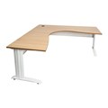 CORNER WORKSTATION RAPID SPAN 1800WX1500WX700DMM WHITE LEGS BEECH TOP METAL MODESTY PANEL