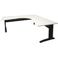 CORNER WORKSTATION RAPID SPAN 1800WX1800WX700DMM BLACK LEGS NATURAL WHITE TOP METAL MODESTY PANEL
