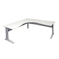 CORNER WORKSTATION RAPID SPAN 1800WX1800WX700DMM SILVER LEGS NATURAL WHITE TOP METAL MODESTY PANEL