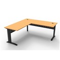 DESK WITH RETURN RAPID SPAN 1800WX700D1800WX600DMM BLACK LEGS BEECH TOP METAL MODESTY PANEL