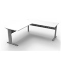 DESK WITH RETURN RAPID SPAN 1800WX700D1800WX600DMM SILVER LEGS NATURAL WHITE TOP METAL MODESTY PANEL